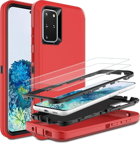Miniatura 8 de Funda S20 Plus con 2 protectores de pantalla de TPU, 3 en 1, a prueba de golpes, resistente para Galaxy S20 Plus (negro/gris)