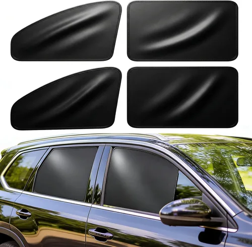 Cortinas de cuero para ventana lateral – 4 parasoles magnéticos de privacidad 100% bloqueo de luz de coche con sensación más fresca (cuero, 4
