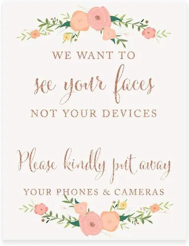 Miniatura 63 de Andaz Press Letreros de fiesta de boda, purpurina de oro rosa sintético con flores, 8.5 x 11 pulgadas, resalta tu versículo bíblico favorito