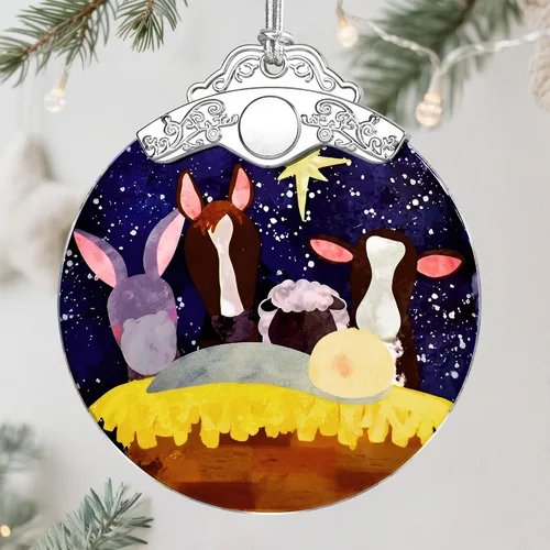 Miniatura 23 de Adorno de Navidad de natividad, decoración de Navidad de vitrales de 3 pulgadas, adornos de natividad para árbol de Navidad, regalos cristianos