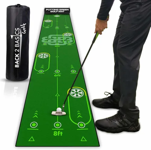 Back 2 Basics Tapete de Putting de Golf de 10 pies - Green de Putting Interior Premium, Putting de Golf Realista para Entrenamiento - Tapete de Verde