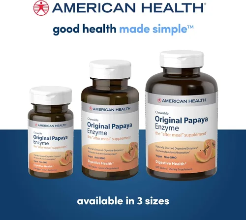 Miniatura 5 de American Health tabletas masticables de enzima original de papaya, 043554, 100, 1, 1