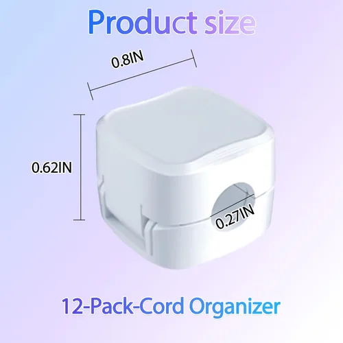 Miniatura 7 de Paquete de 12 soportes organizadores de cables (blanco) con adhesivo fuerte, fácil de abrir para el hogar, oficina, coche, mesita de noche