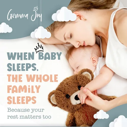 Miniatura 3 de Gemma Joy Calmante de Sueño para Bebé Oso Marrón para Bebé – Animal de Peluche con Latido Cardíaco Activado por Llanto – Calmante de Cuna Recargable