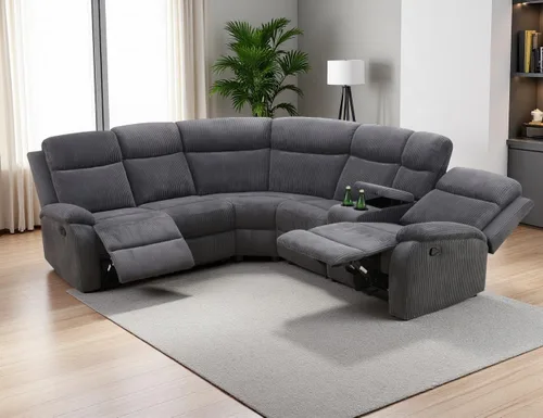 Miniatura 29 de Juego de sofá seccional reclinable manual, juegos de muebles de sala de estar, sofá seccional en forma de L y 2 sillas, cómodo sofá reclinable