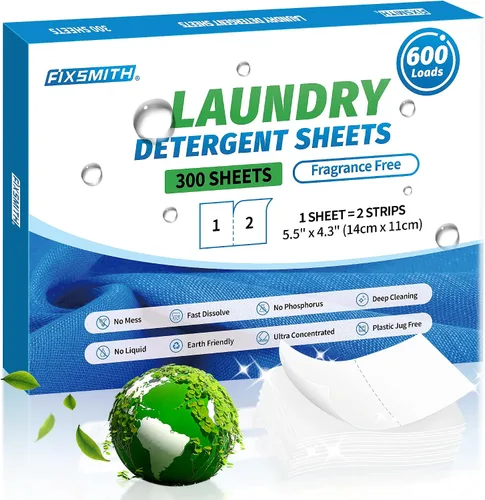 Miniatura 13 de FIXSMITH Hojas de detergente para ropa - 200 cargas (100 hojas) aroma a lino fresco - Tiras de detergente para ropa hipoalergénicas y ecológicas