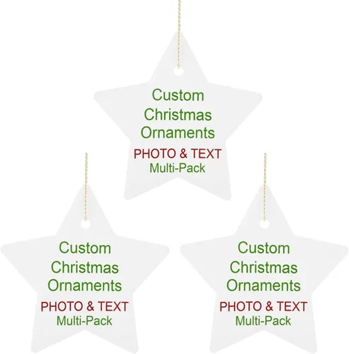 Miniatura 18 de Adornos de Navidad personalizados, texto fotográfico, haz tu propio adorno de cerámica de porcelana, regalo de recuerdos para decoración de Navidad