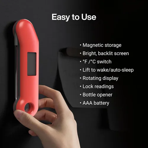 Miniatura 7 de Termómetro Profesional para Carne Digital, 3 Veces Más Rápido con Lectura Instantánea de 0.5 Segundos, Certificado NIST con Precisión ±0.5°F, 100%