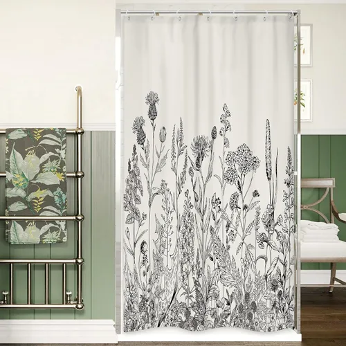 Miniatura 24 de Riyidecor - Cortina de ducha con estampado de flores silvestres para decorar un baño pequeño o una ventana, 36 pulgadas de ancho x 72 pulgadas