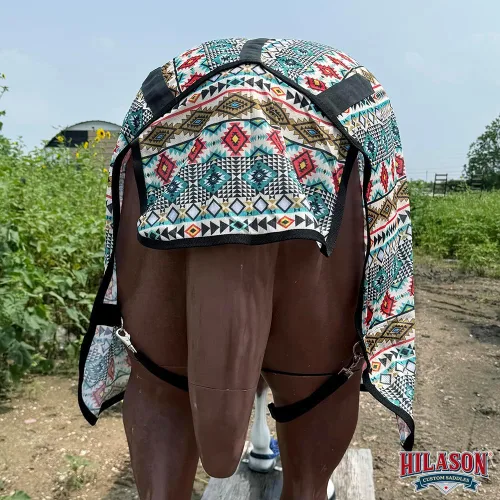 Miniatura 128 de HILASON Hoja de mosca de caballo con protección UV, malla transpirable, mosquito, primavera, alfombra de caballo de verano, alfombra de mosca