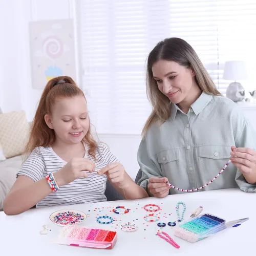 Miniatura 3 de 6000 piezas de cuentas de arcilla azul para hacer pulseras, cuentas Heishi de arcilla polimérica Funtopia, cuentas de disco planas redondas de 1.