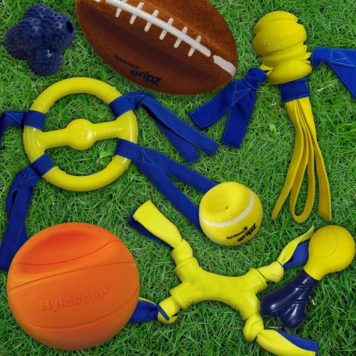 Miniatura 7 de Nylabone Power Play - Juguete de fieltro de fieltro Gripz Fetch, bola chirriante, juguete masticable para perros, grande (1 unidad)