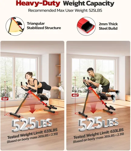 Miniatura 6 de Yoleo 2 in 1 Ab & Rowing Machines for Home, Foldable Ab Workout Equipment, Ab Trainer Machine for Stomach Workout, Ab Crunch Machine with Foam