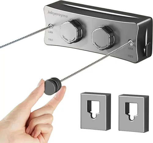 Tendedero retráctil para interiores y exteriores, tendedero de montaje en pared que no se comba, alambre de acero inoxidable de 16.7 pies con líneas