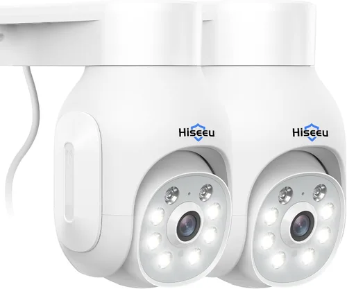 Cámara de seguridad Hiseeu inalámbrica para exteriores, 5MP con visión nocturna a color, cámara de vigilancia WiFi 2.4&5G con giro e inclinación,