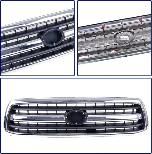 Miniatura 2 de Conjunto de parrilla delantera compatible con Toyota Tundra 2000 2001 2002 Pickup Truck 531000C020 TO1200223 carcasa cromada con inserto negro