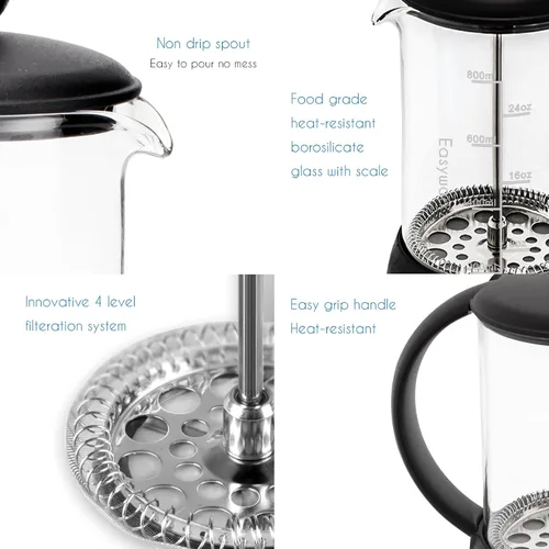 Miniatura 5 de Easyworkz Eclipse French Press Cafetera de 12 onzas con vidrio de borosilicato