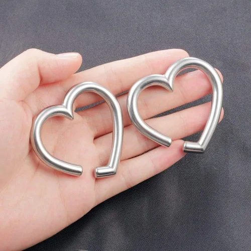Miniatura 3 de LADEMAYH 2 piezas pesas para orejas estiradas, joyería corporal, ajuste mínimo de calibre 6g a 1 pulgada con estilo de corazón, aro, pájaro de acero