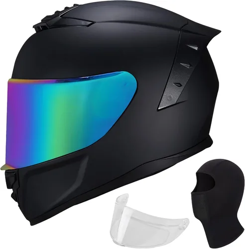Miniatura 11 de Casco de motocicleta de cara completa, cascos para motocicleta de adultos, MG611, casco de motocicleta de carreras de calle con visera negra