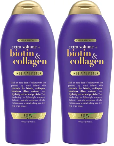 Miniatura 10 de OGX Biotin & Collagen Champú Voluminizador Extra Fuerte para Cabello Más Grueso y Abundante, 25.4 fl oz