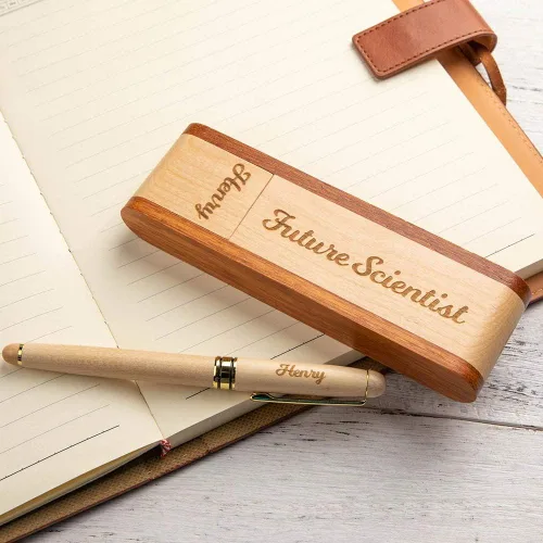 Miniatura 4 de Juego de bolígrafos y estuches de madera personalizados, bolígrafo de madera natural, regalo de cumpleaños/Navidad/graduación
