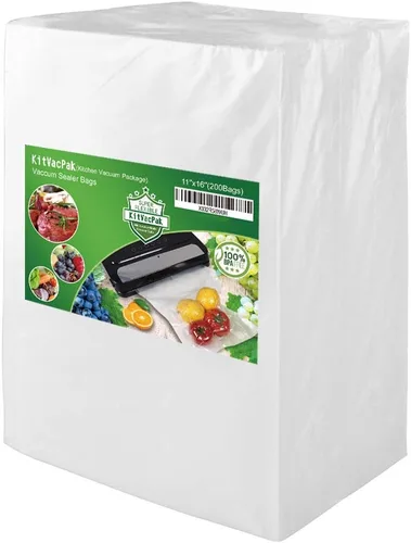 Bolsas selladoras de alimentos al vacío de 200 galones de 11 x 16 pulgadas sin BPA y resistentes, bolsas selladoras al vacío de grado comercial