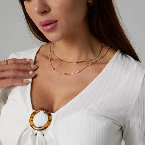 Miniatura 4 de Tasiso 14K Gold Filled Herringbone Choker Necklace Set Double Layer Snake Chain Herringbone Chain Necklace Layering Necklace Set Cuban Chain