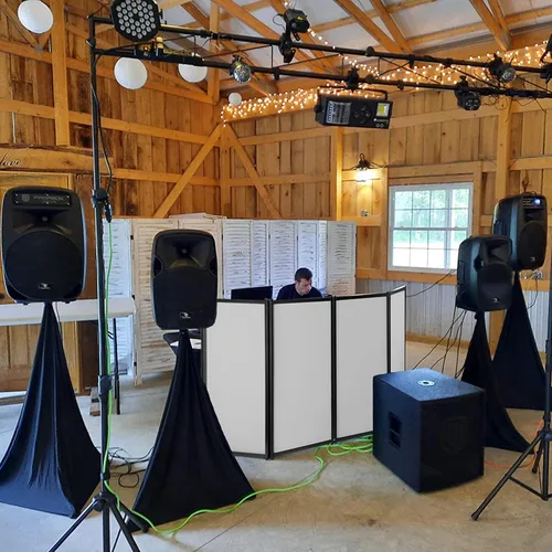 Miniatura 6 de PRORECK DJ Fachada Plegable Portátil Cabina de Eventos Paneles 4 Proyector de Marco de Metal Negro Desmontable Panel Scrim Panel con Bolsa