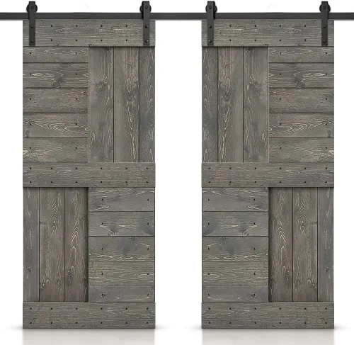 Miniatura 11 de TMS Serie N - Puerta corrediza interior de madera de pino anudada con kit de herrajes deslizantes (32 x 84 pulgadas, blanco)