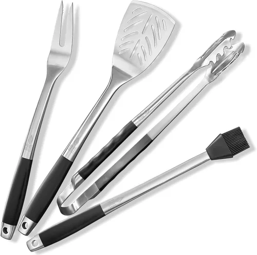 Miniatura 2 de Pure Grill Juego de utensilios de barbacoa de acero inoxidable de 4 piezas, accesorios de barbacoa de grado profesional