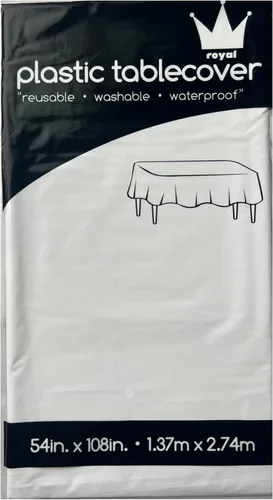ROYAL7 - Paquete de 3 manteles rectangulares de plástico desechables para picnic, cumpleaños, barbacoa, fiesta, boda (blanco, rectangular, 54