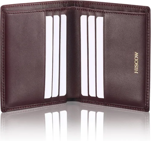 Miniatura 19 de HISCOW Billeteras plegables de cuero de grano completo para hombres, billetera minimalista delgada para hombre, regalos para papá, cumpleaños, día