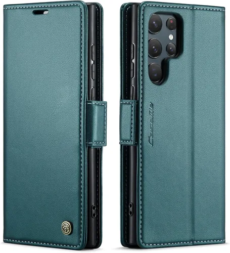 Miniatura 55 de QLTYPRI Funda tipo cartera para Samsung Galaxy S22 Ultra, funda magnética de piel sintética de alta calidad con bloqueo RFID, ranuras para tarjetas