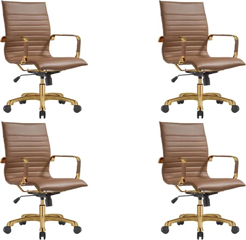 Miniatura 11 de LeisureMod Harris - Silla de oficina ejecutiva ergonómica moderna, silla de escritorio de piel con respaldo alto con altura ajustable, control