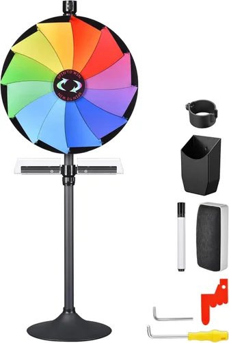 Miniatura 15 de WinSpin Rueda de premios de 36 pulgadas – Rueda giratoria de mesa y soporte de suelo resistente con fabricante de borrado en seco – Rueda giratoria