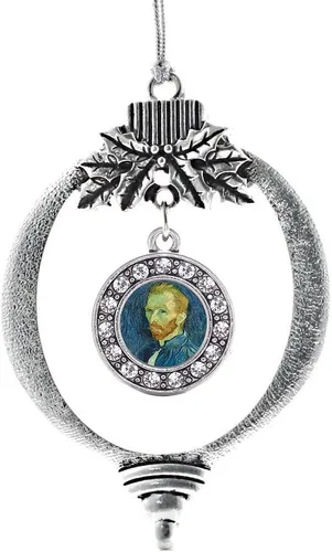 Miniatura 238 de Inspired Silver - Bonita bandera estadounidense - Adorno de Navidad plateado - Adorno de árbol de Navidad con dije circular con circonita cúbica