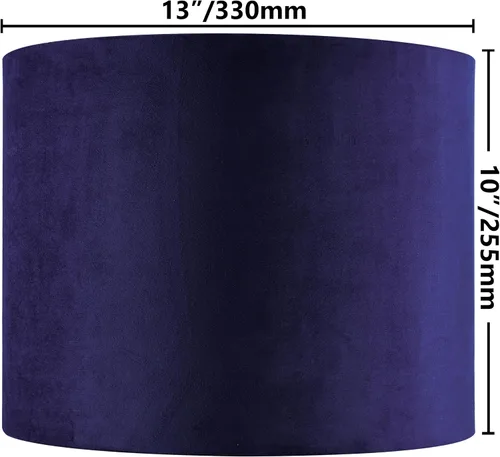 Miniatura 2 de Pantalla de lámpara de tambor de terciopelo azul oscuro, pantalla moderna de 13 pulgadas superior x 13 pulgadas inferior x 10 pulgadas de alto
