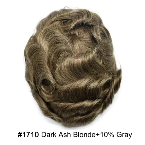 Miniatura 2 de Toupee para hombres Cabello humano real francés encaje sistema de reemplazo de encaje frontal nudo blanqueado para hombre Toupee Hair Pieces Natural