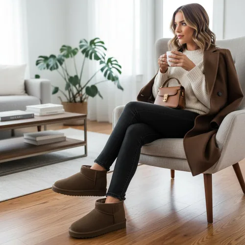 Miniatura 124 de CUSHIONAIRE, Hip 2 - Botas de nieve de gamuza auténtica para mujer, sin cordones, con cómodo forro de piel de oveja sintética + espuma viscoelástica