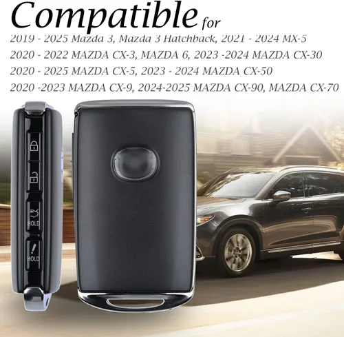 Miniatura 5 de Vitodeco Funda protectora de piel para llave a distancia compatible con Mazda 3, Mazda 6, CX-5, CX-50, CX-3, CX-30, CX-9, CX-90, CX-70, 4 botones