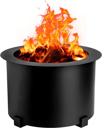 Fogata sin humo de 21.5 pulgadas, gran hoguera de leña, estufa de acero al carbono, hoguera portátil para exteriores, para picnic, camping, patio