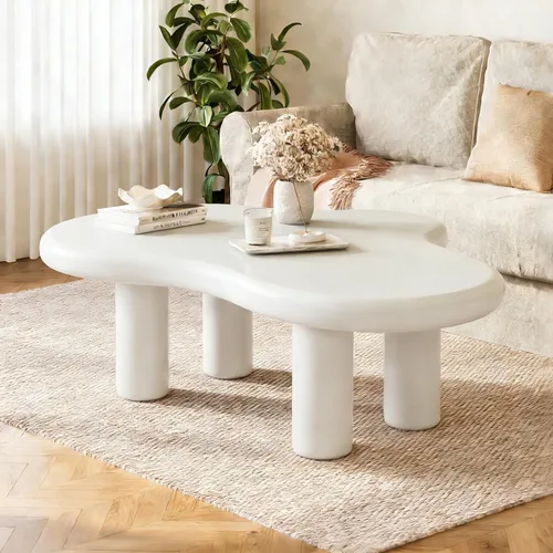 Miniatura 7 de LITTLE TREE Mesa de centro en nube, moderna y bonita, mesa auxiliar de dibujos animados, mesa de té irregular para interiores para espacios