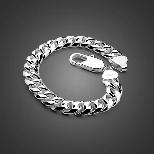Miniatura 9 de Dankadi - Pulsera de plata para hombre, cadena cubana de 0.315in y 7.9in, para hombre