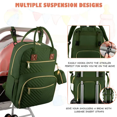 Miniatura 6 de Tenot Mochila para pañales de bebé, bolsas de pañales de viaje para niñas y niños, bolsa de bebé de gran capacidad, mochila para mujeres
