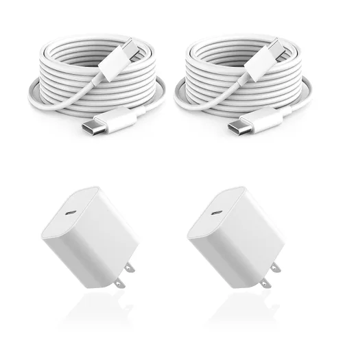 Cargador USB C de 10 pies para Apple iPad iPhone 17 16 15 AirPods 4, 20 W tipo C Blcok 10 pies de largo USB C a C cable blanco, para iPad USB tipo C