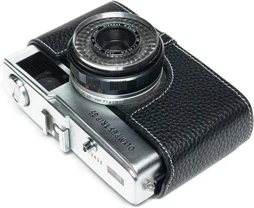 Miniatura 4 de Trip 35 - Funda de piel auténtica hecha a mano para cámara Olympus Trip 35 con correa de mano (negro)