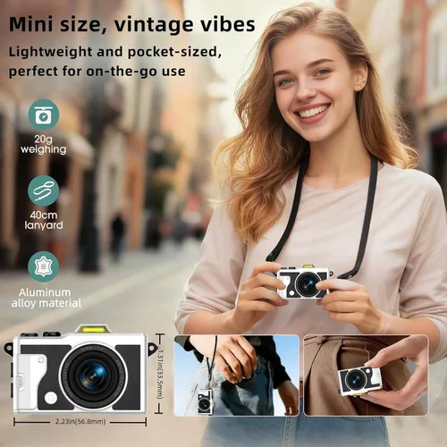 Miniatura 2 de Mini cámara digital con llavero, material de aleación de aluminio FHD de 5 MP, pequeñas cámaras retro portátiles, grabadora de video de bolsillo