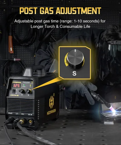 Miniatura 5 de H HZXVOGEN Soldador TIG 200A, HF TIG/Stick 2 en 1 máquina de soldadura con poste de gas, 110V 220V doble voltaje IGBT inversor TIG máquina