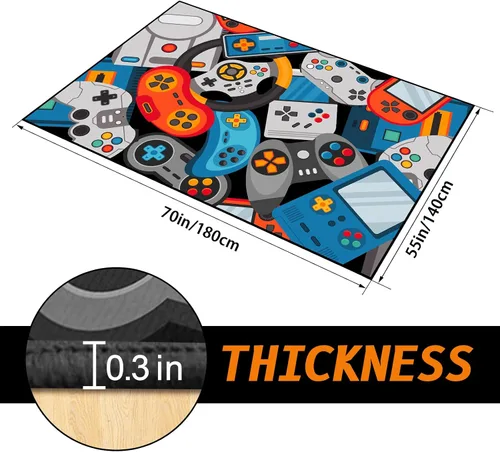 Miniatura 2 de Alfombra de Área de Juegos Alfombra para Adolescentes Varones, Alfombras de Juegos 3D Tapete de Controlador Gamepad para Dormitorios de Niños