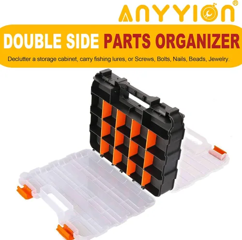 Miniatura 4 de Anyyion Organizador de piezas pequeñas, organizador de piezas de doble cara de 34 compartimentos con divisores extraíbles para accesorios